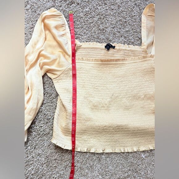 J. Crew Gold Ruched Cropped Blouse - Picture 4 of 7